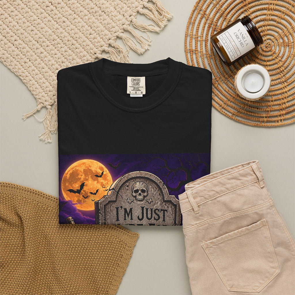 Halloween Tee — "I'm Just Here for the Boo-ze" Tombstone Design