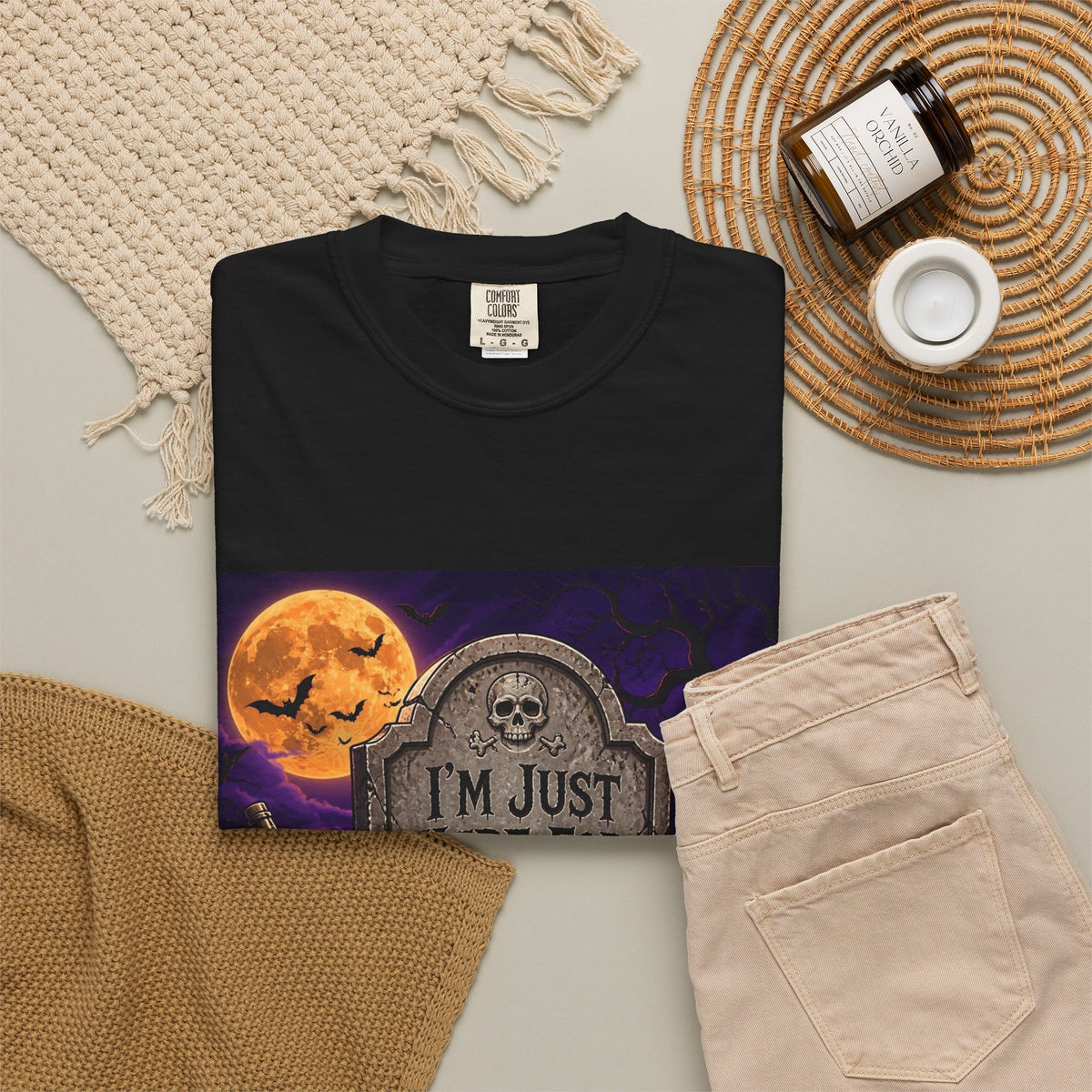 Halloween Tee — "I'm Just Here for the Boo-ze" Tombstone Design