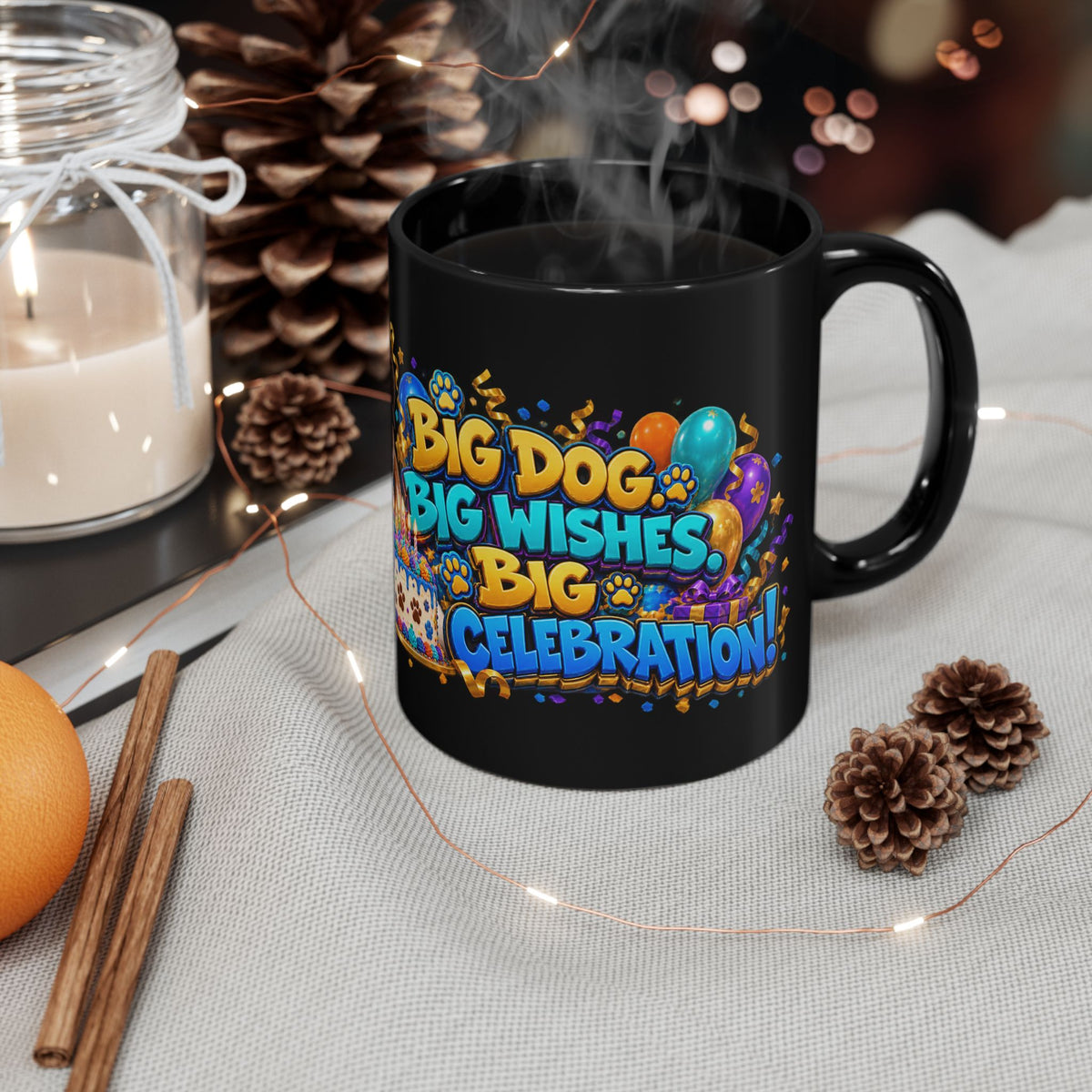 Big Dog Big Wishes Saint Bernard Birthday Black Mug