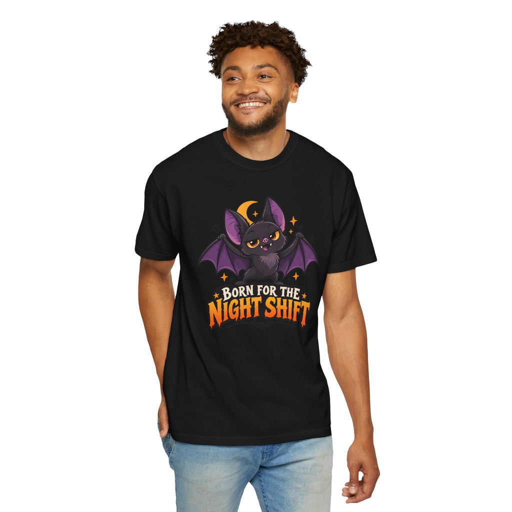 Born for the Night Shift – Cute Halloween Bat T-Shirt