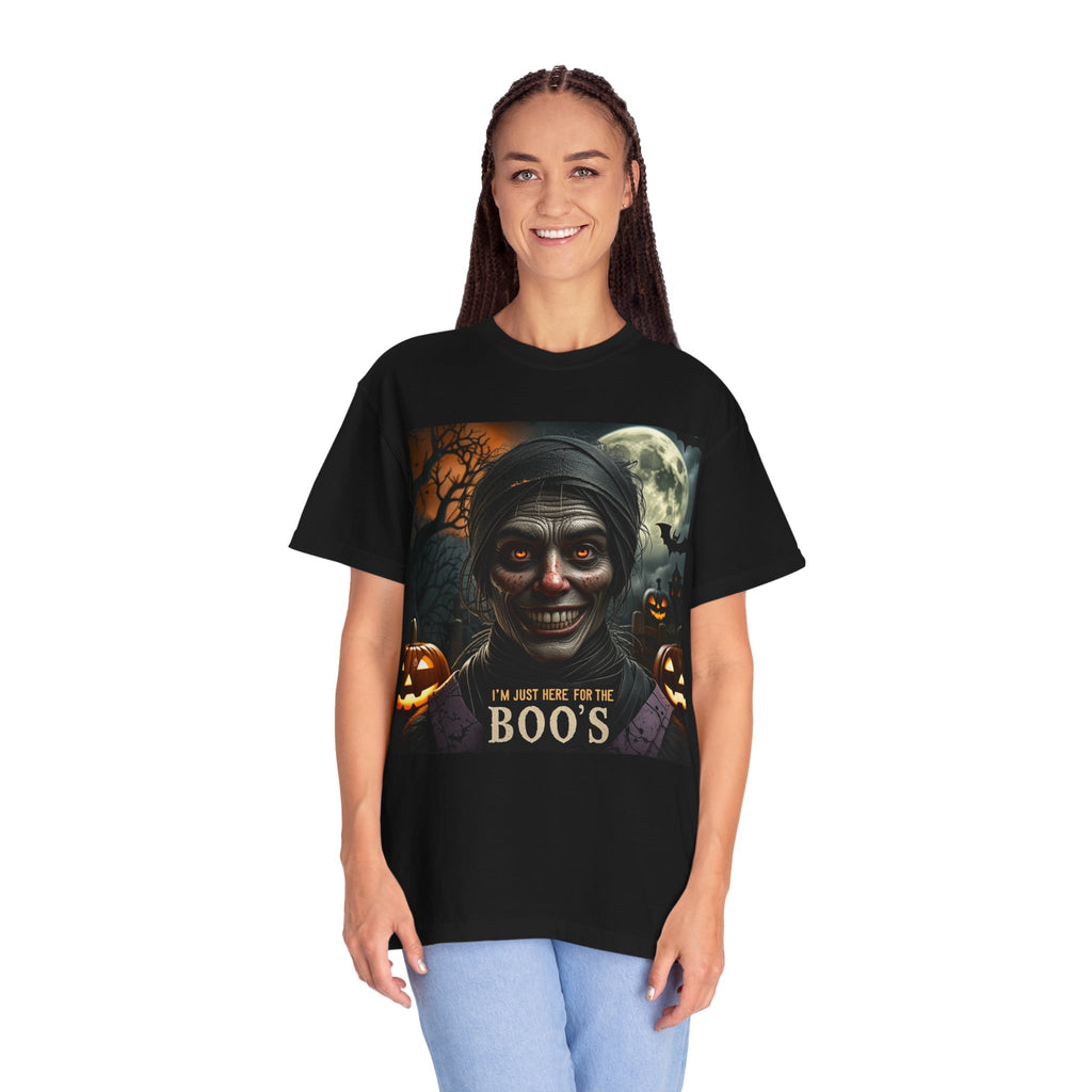 Halloween Creepy Ghoul T-Shirt – “I’m Just Here for the Boo’s” Graphic Tee