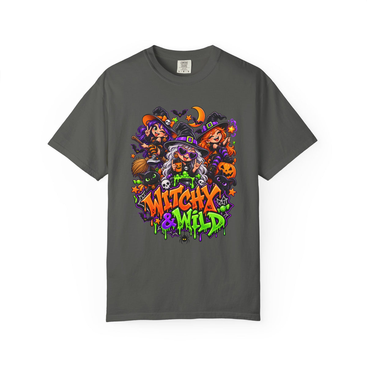 Witchy & Wild – Halloween Witch Crew Graphic T-Shirt