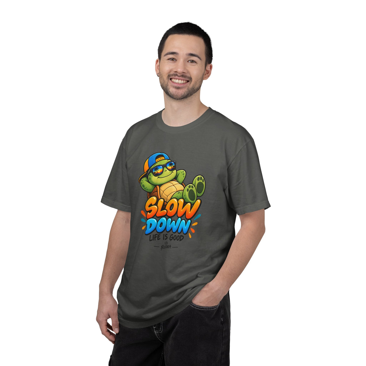 Slow Down, Life Is Good – Turtle Graphic T-Shirt | Festora Everyday
