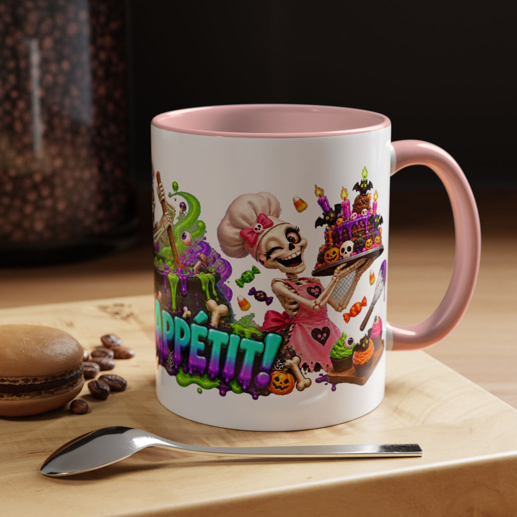 Bone Appetit Skeleton Chefs Halloween White Mug