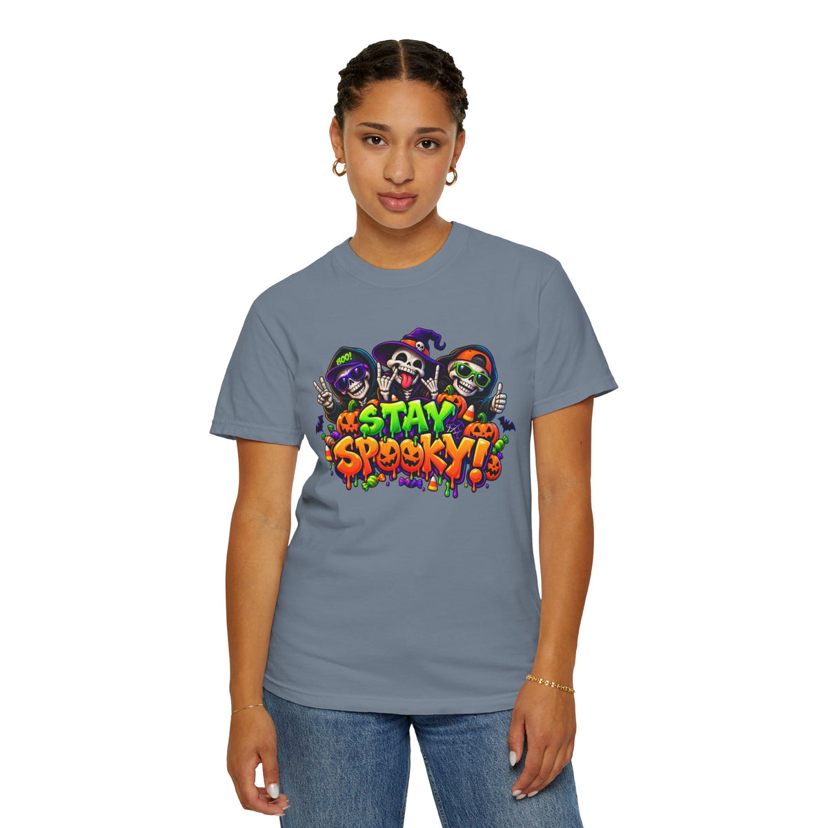 Stay Spooky Halloween T-Shirt – Funny Skeleton Crew Colorful Graphic Tee