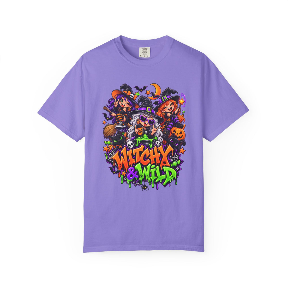 Witchy & Wild – Halloween Witch Crew Graphic T-Shirt