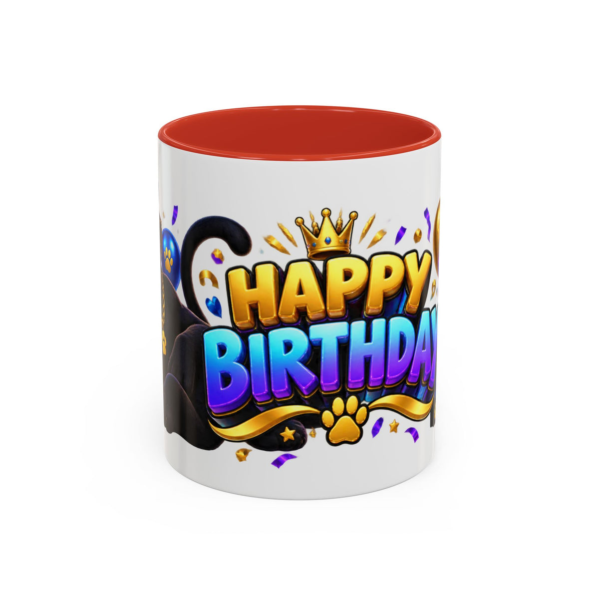 Black Panther Happy Birthday Mug – Purple Blue & Gold Birthday Gift – FestoraShop White Coffee Mug