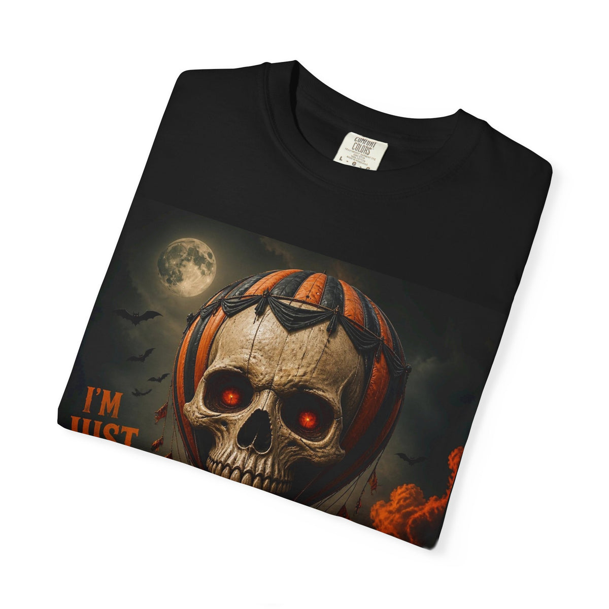 Halloween 'I'm Just Here for the Boos' Skull Hot Air Balloon T-Shirt