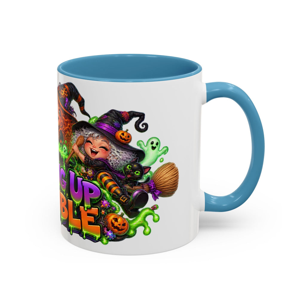 Brewing Up Trouble Witches Halloween White Mug