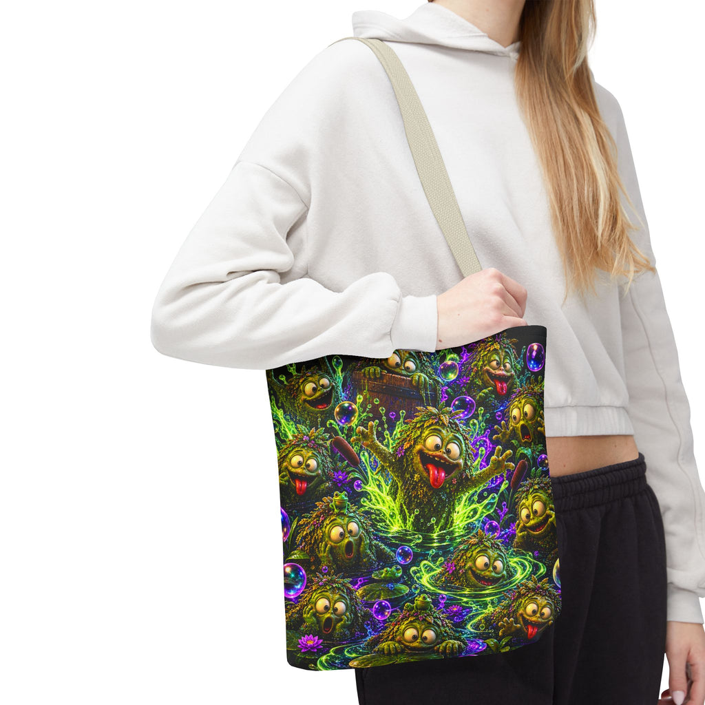 Cosmic Jellyfish Tote Bag – Neon Deep-Sea Galaxy Beach Tote