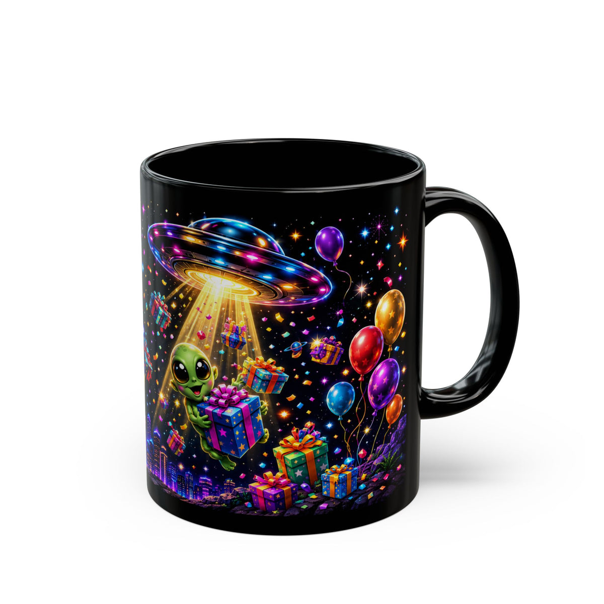 Alien Birthday Mug — Colorful UFO Party Coffee Cup (11oz & 15oz)