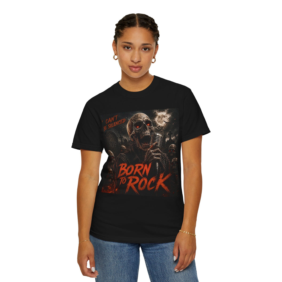 Born to Rock Skull T-Shirt — 'I Can't Be Silenced' Heavy Metal Tee