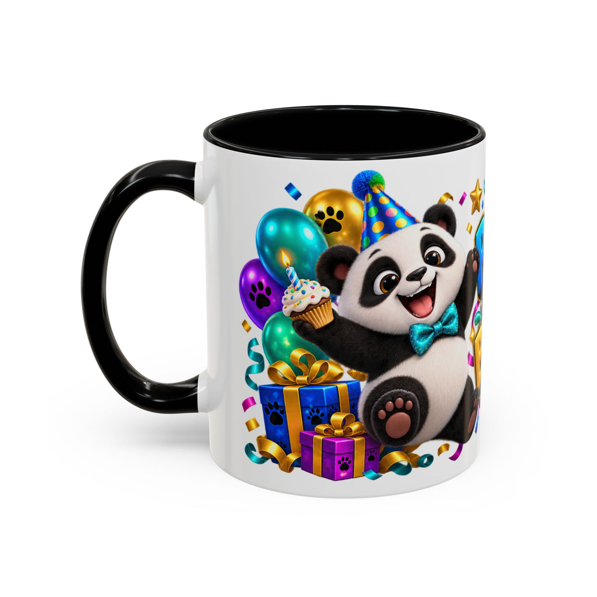 Panda-Monium! It’s Your Birthday White Mug – Cute Panda Birthday Cup, Colorful Fun Party Gift