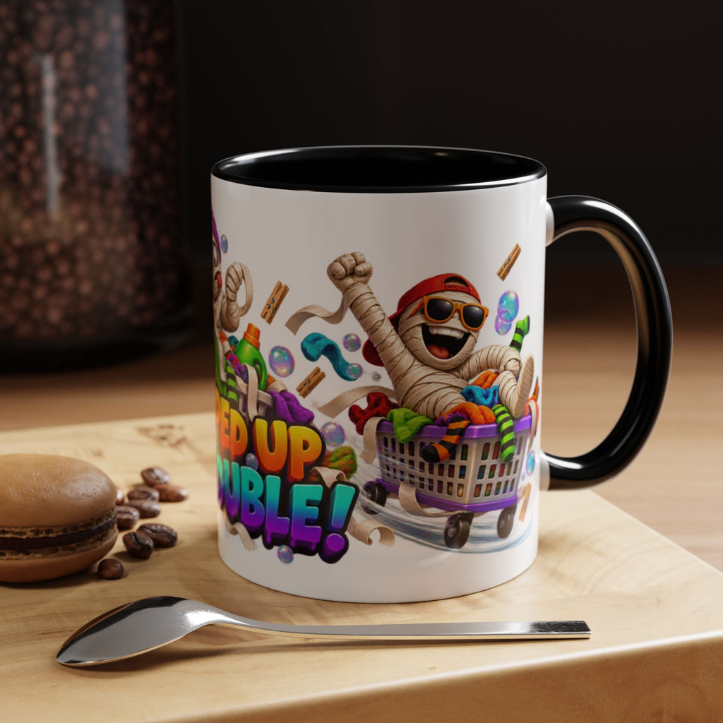 Wrapped Up in Trouble Mummy Halloween White Mug