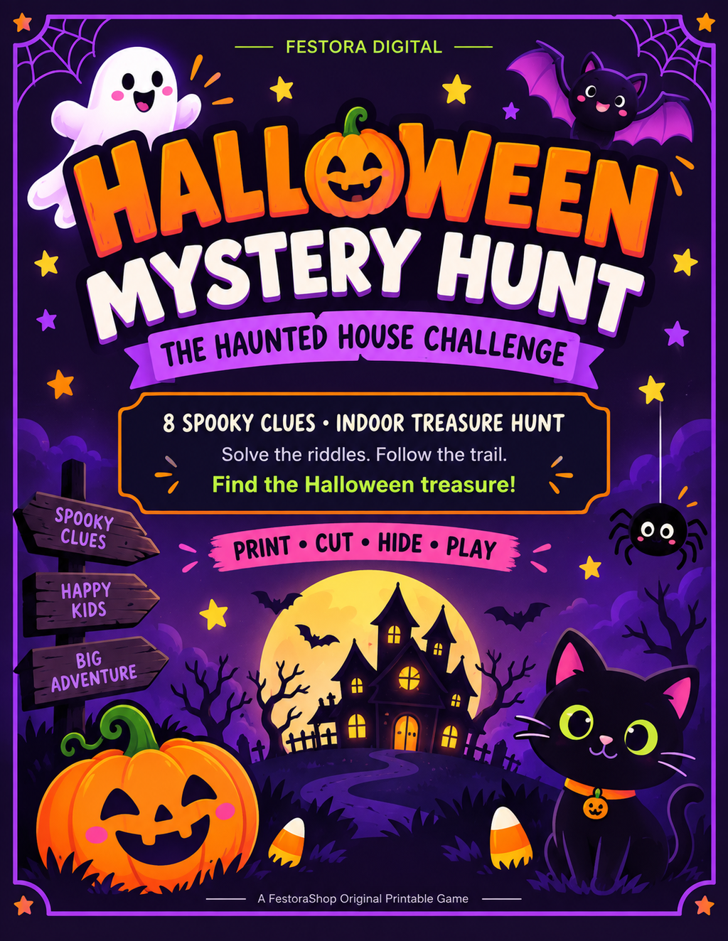 Halloween Mystery Hunt Printable Game – Haunted House Treasure Hunt for Kids