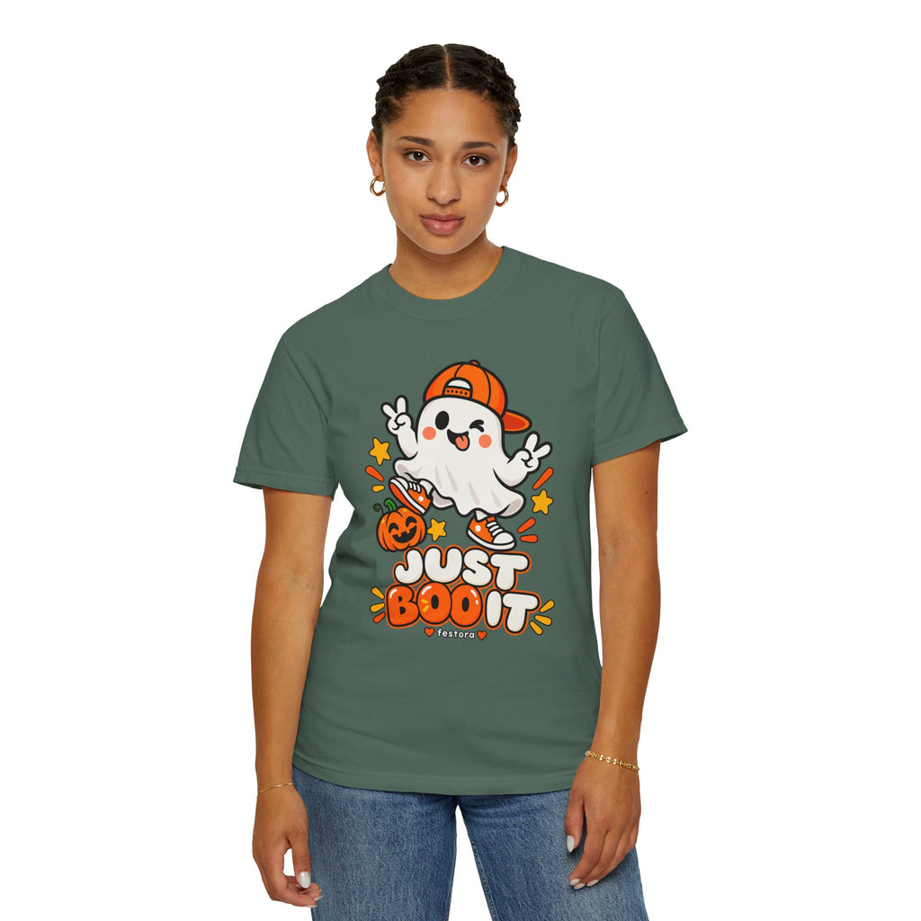 Just Boo It Halloween T-Shirt | Cute Skater Ghost Graphic Tee