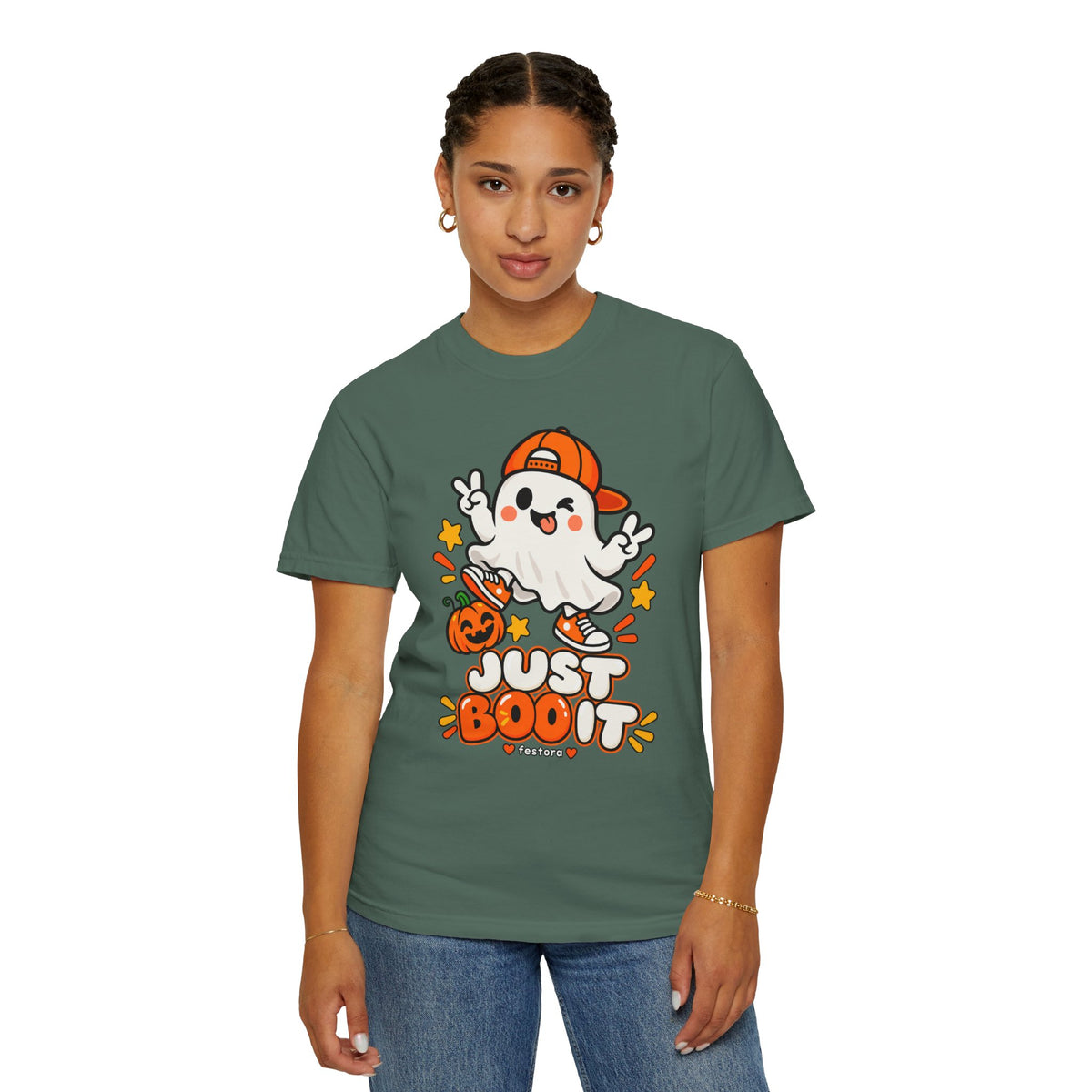 Just Boo It Halloween T-Shirt | Cute Skater Ghost Graphic Tee