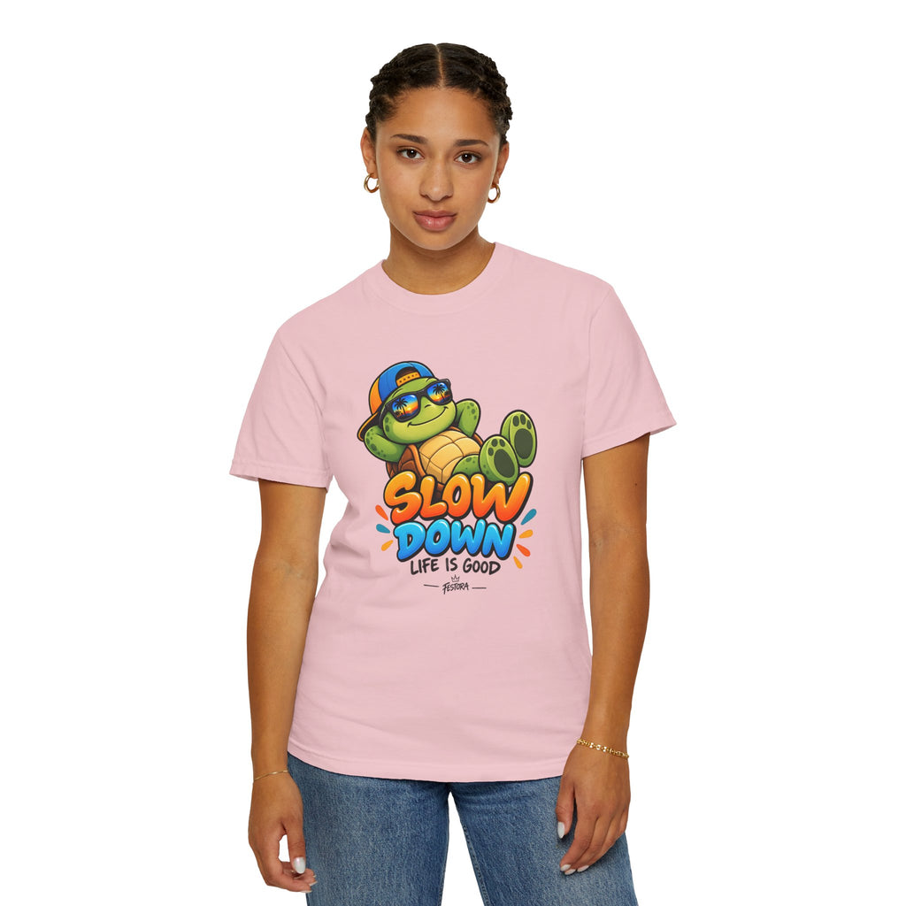 Slow Down, Life Is Good – Turtle Graphic T-Shirt | Festora Everyday