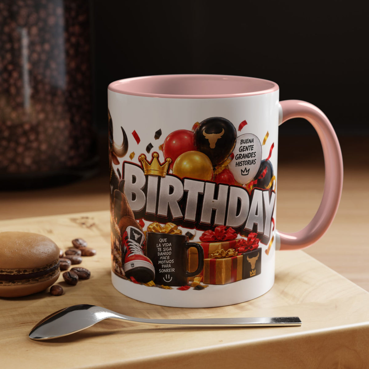 Happy Birthday Bull Mug – Colorful 3D Birthday Gift – White Coffee Mug