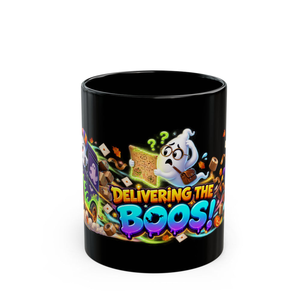 Delivering the Boos Ghost Delivery Halloween Black Mug