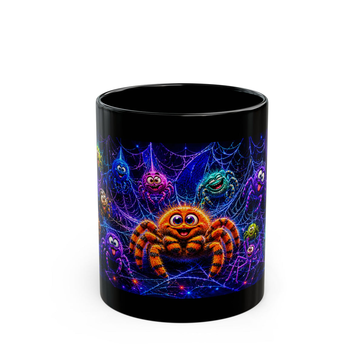 Cute Neon Spider Mug — Colorful Halloween Coffee Cup (11oz/15oz)