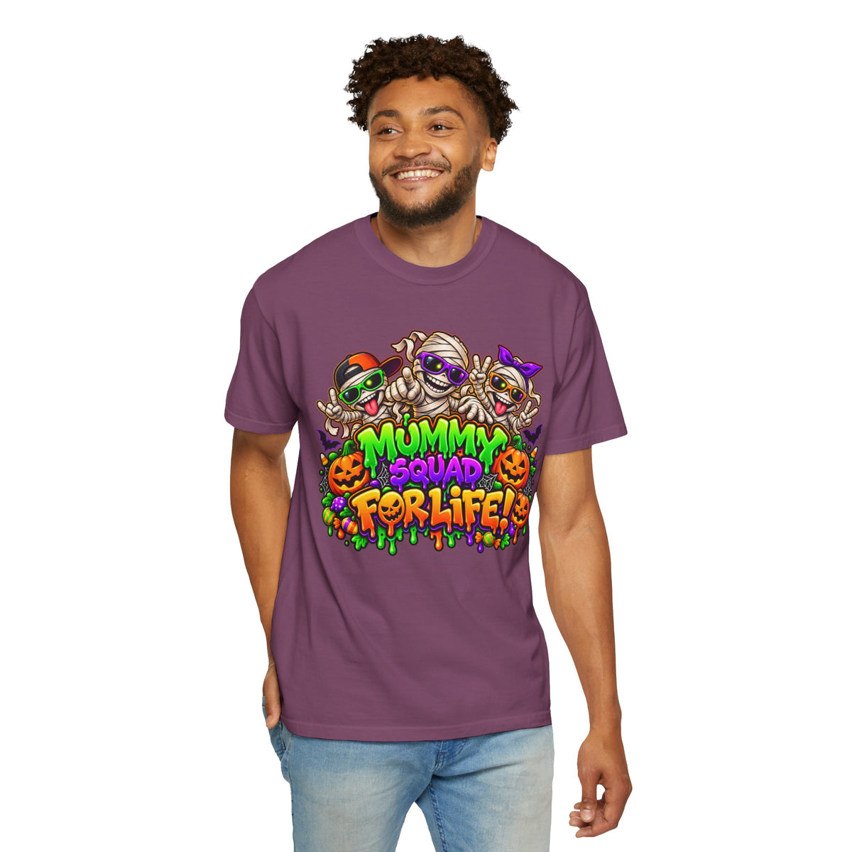 Mummy Squad For Life Halloween T-Shirt – Funny Colorful Mummy Graphic Tee