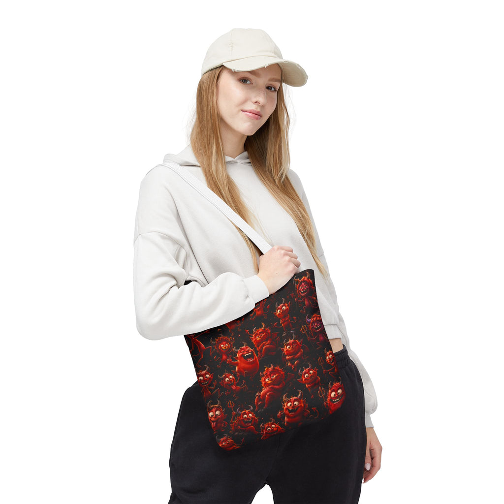 Funny Red Devils Tote Bag - Cute Mischievous Demon All-Over Print