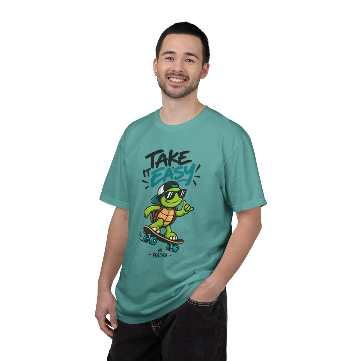 Take It Easy Skate Turtle Graphic T-Shirt | Festora Everyday