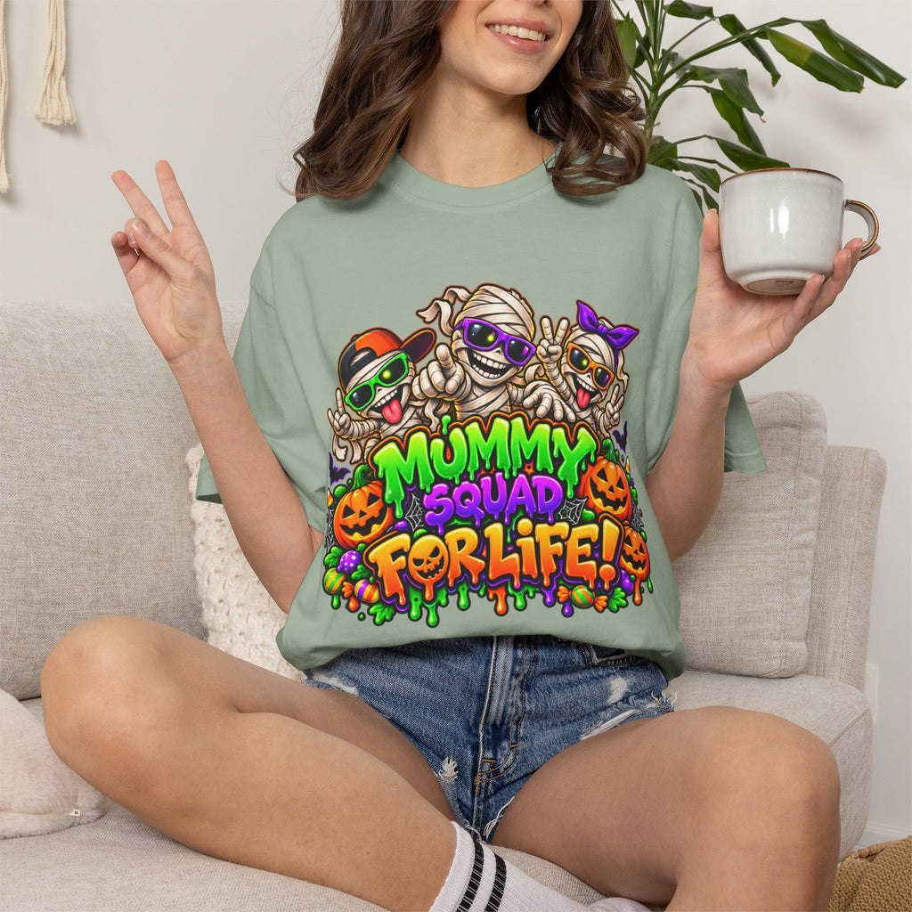Mummy Squad For Life Halloween T-Shirt – Funny Colorful Mummy Graphic Tee