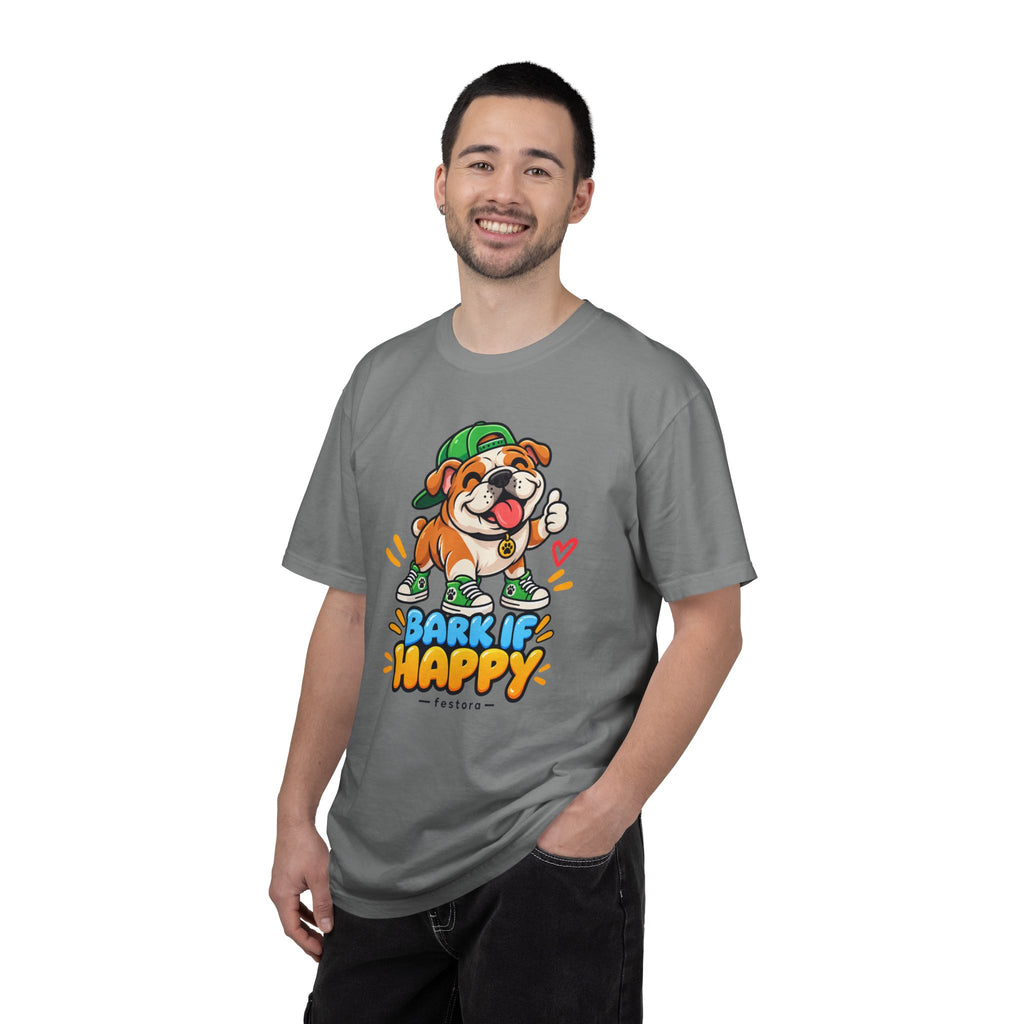 Bark If Happy – Cute Bulldog Graphic T-Shirt