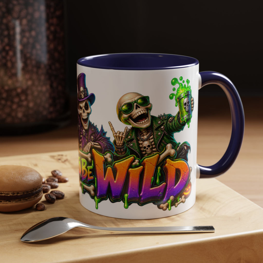 Bone to Be Wild Skeleton Crew Halloween White Mug