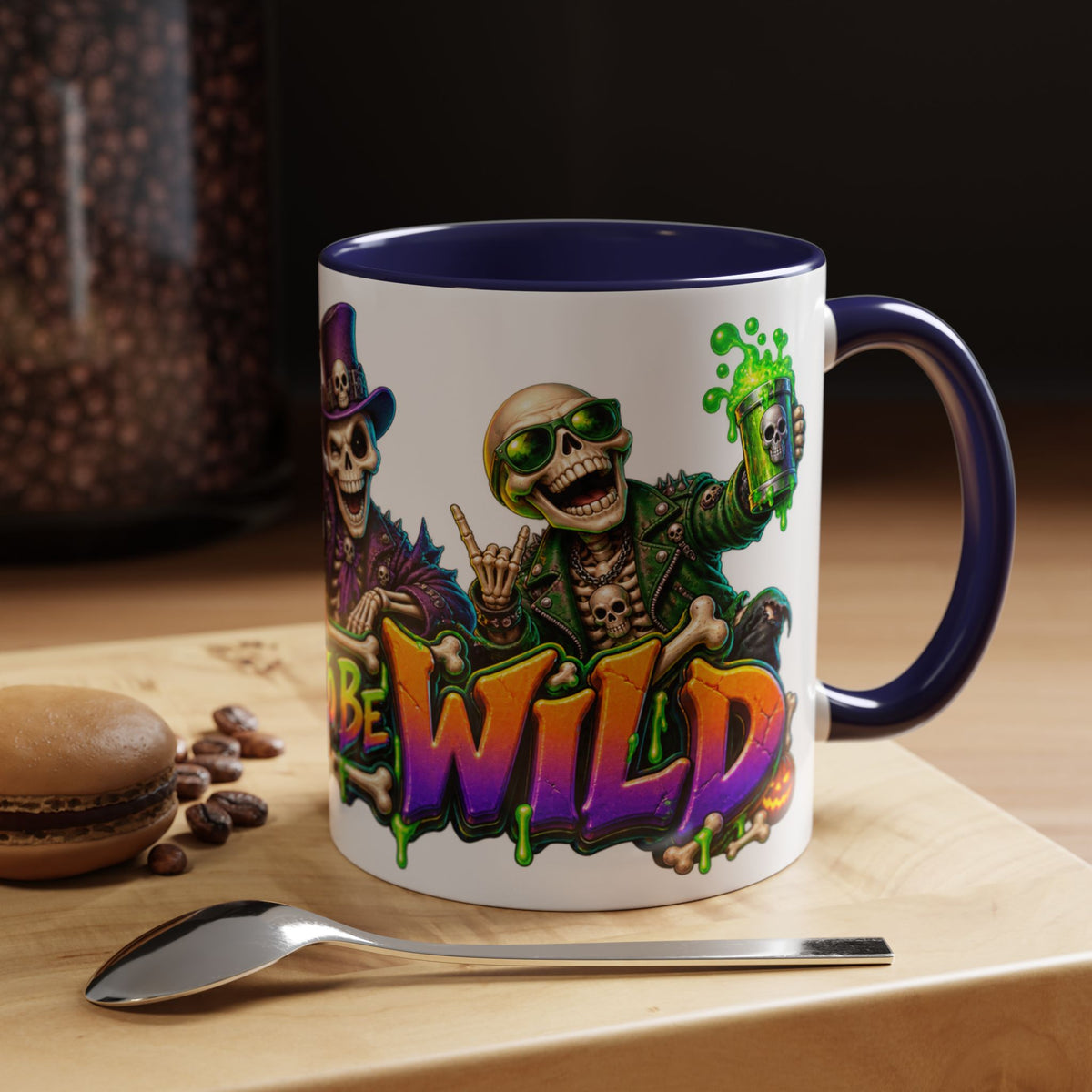 Bone to Be Wild Skeleton Crew Halloween White Mug