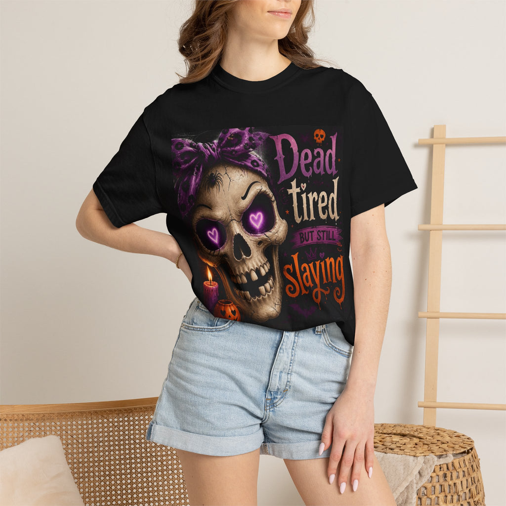 Dead Tired But Still Slaying Skull Halloween T-Shirt
