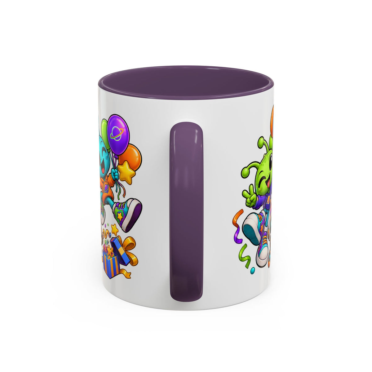 Happy Birthday Alien Mug – Colorful Space Party Cup with Cute Aliens & Robots