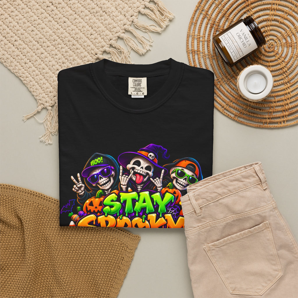 Stay Spooky Halloween T-Shirt – Funny Skeleton Crew Colorful Graphic Tee