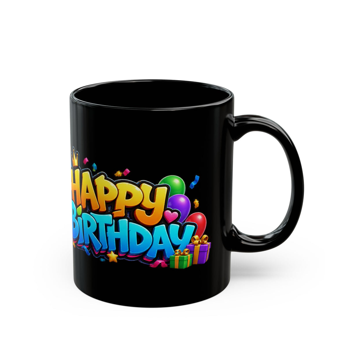 Gorilla Happy Birthday Mug - Bold 3D Party Design on Black Mug