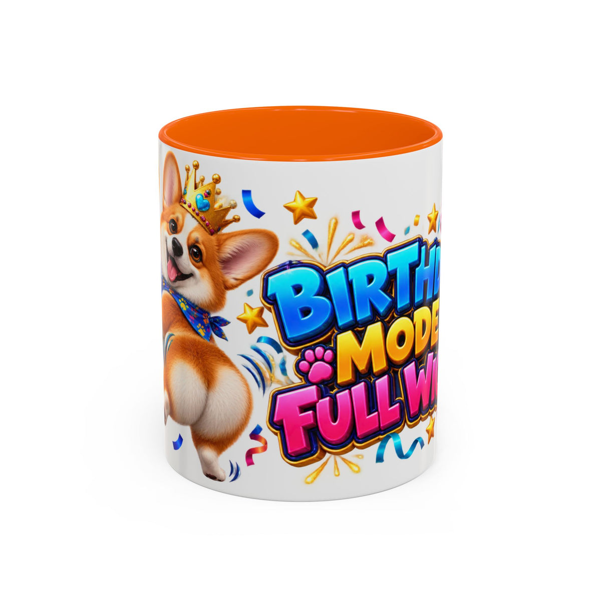 Birthday Mode Full Wiggle Corgi White Mug