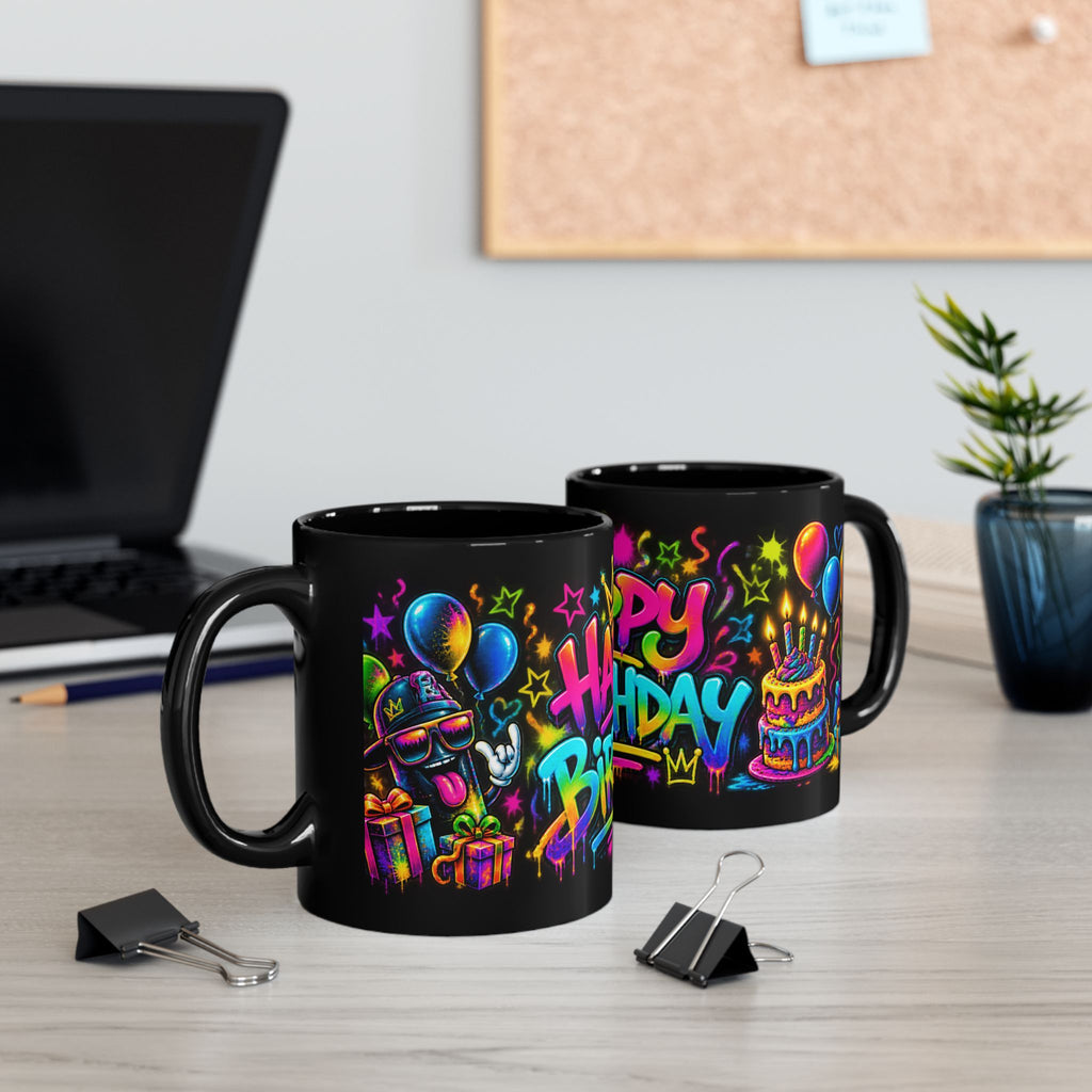 Birthday Mug — Colorful Graffiti Happy Birthday Coffee Cup (11oz)