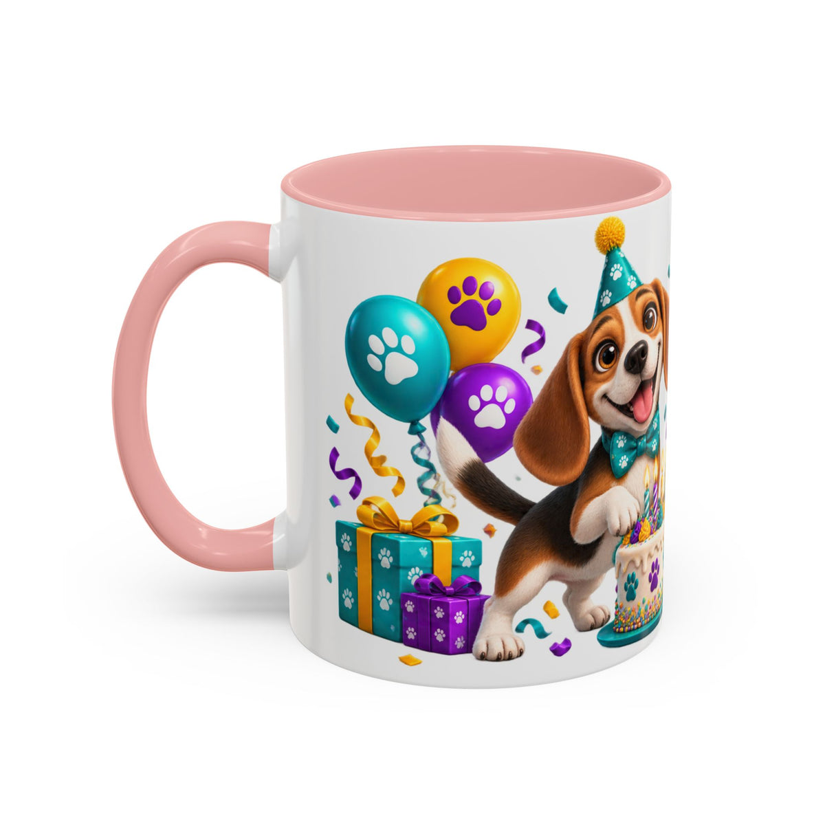 Beagle Birthday Mug – Fetch the Cake White Ceramic Coffee Cup