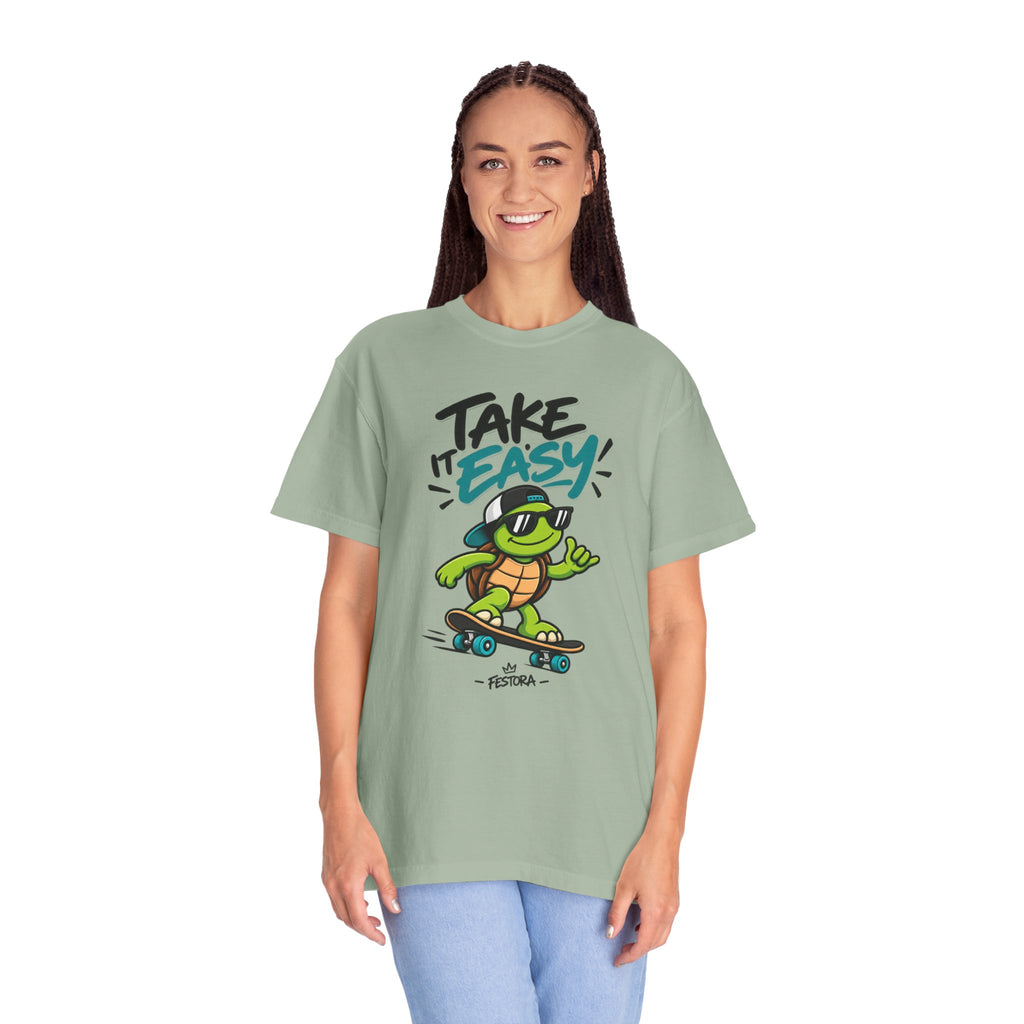 Take It Easy Skate Turtle Graphic T-Shirt | Festora Everyday