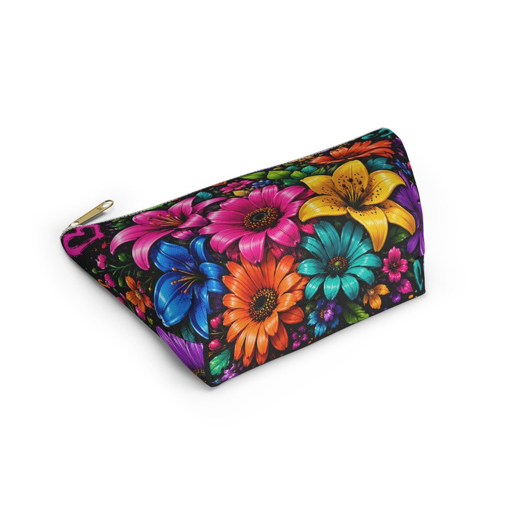 Floral Burst Accessory Pouch — Colorful T-Bottom Makeup & Travel Bag