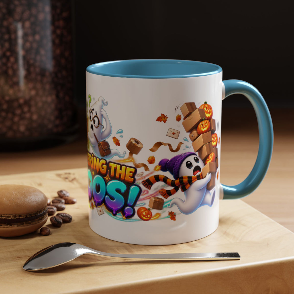 Delivering the Boos Ghost Delivery Halloween White Mug