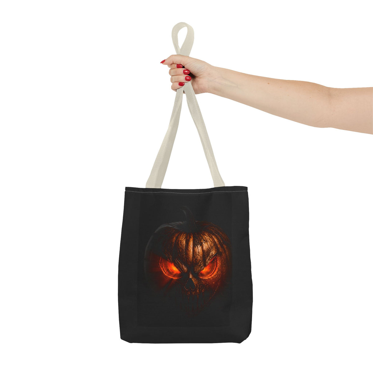 Spider Web Tote Bag — Creepy Red-Eyed Spider Halloween Grocery Tote