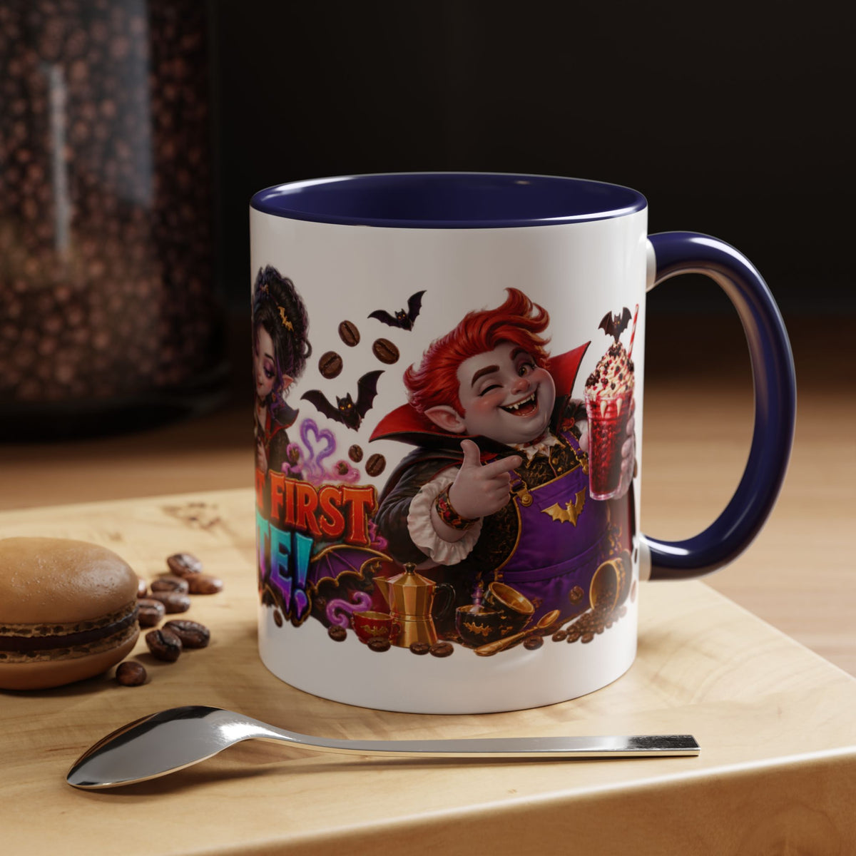 Love at First Bite Vampire Barista Halloween White Mug