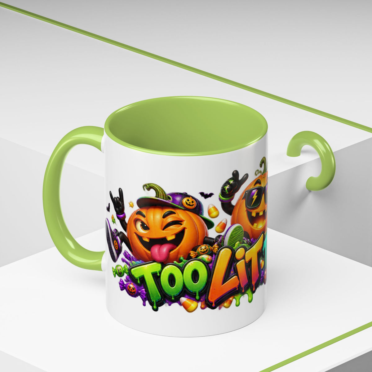 Too Lit to Quit Halloween Pumpkin Party White Mug