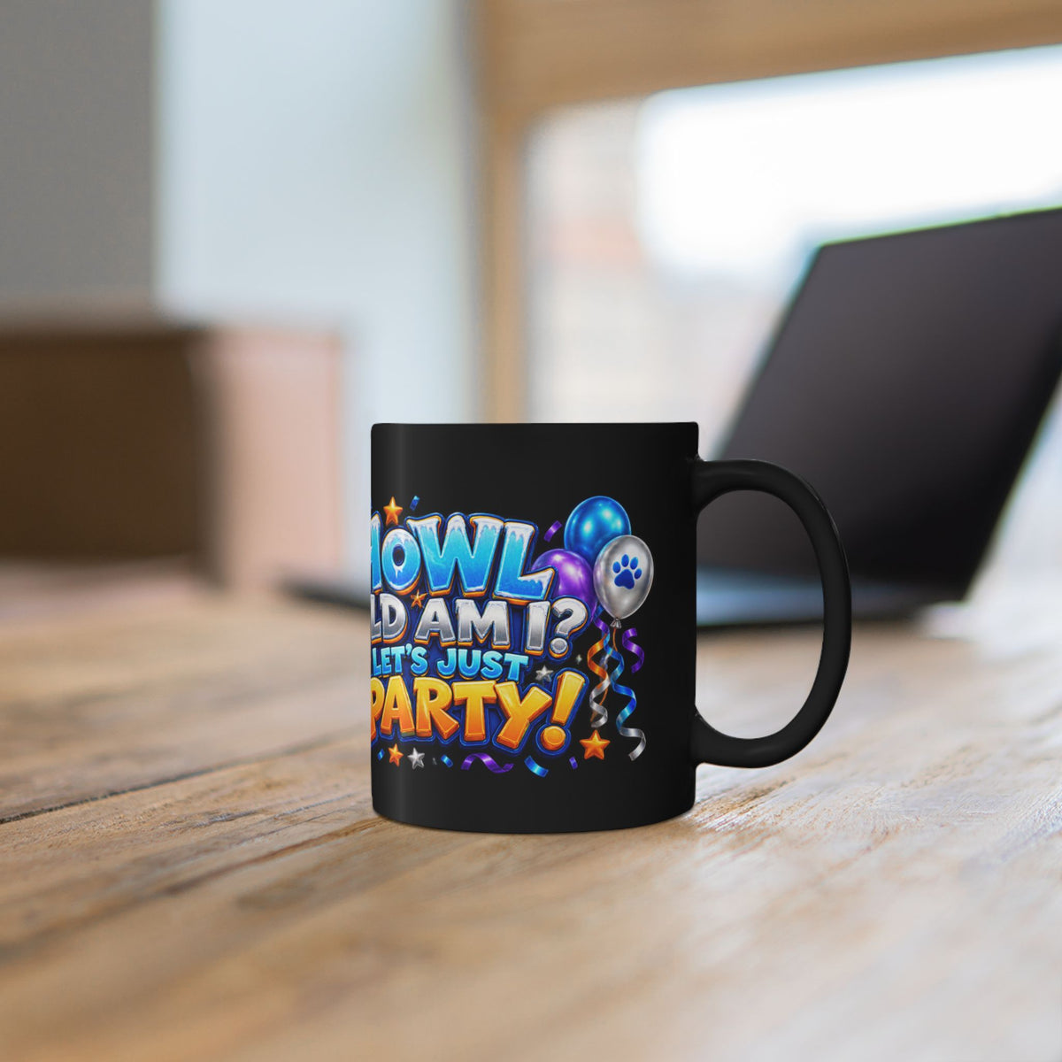 Howl Old Am I Siberian Husky Birthday Black Mug