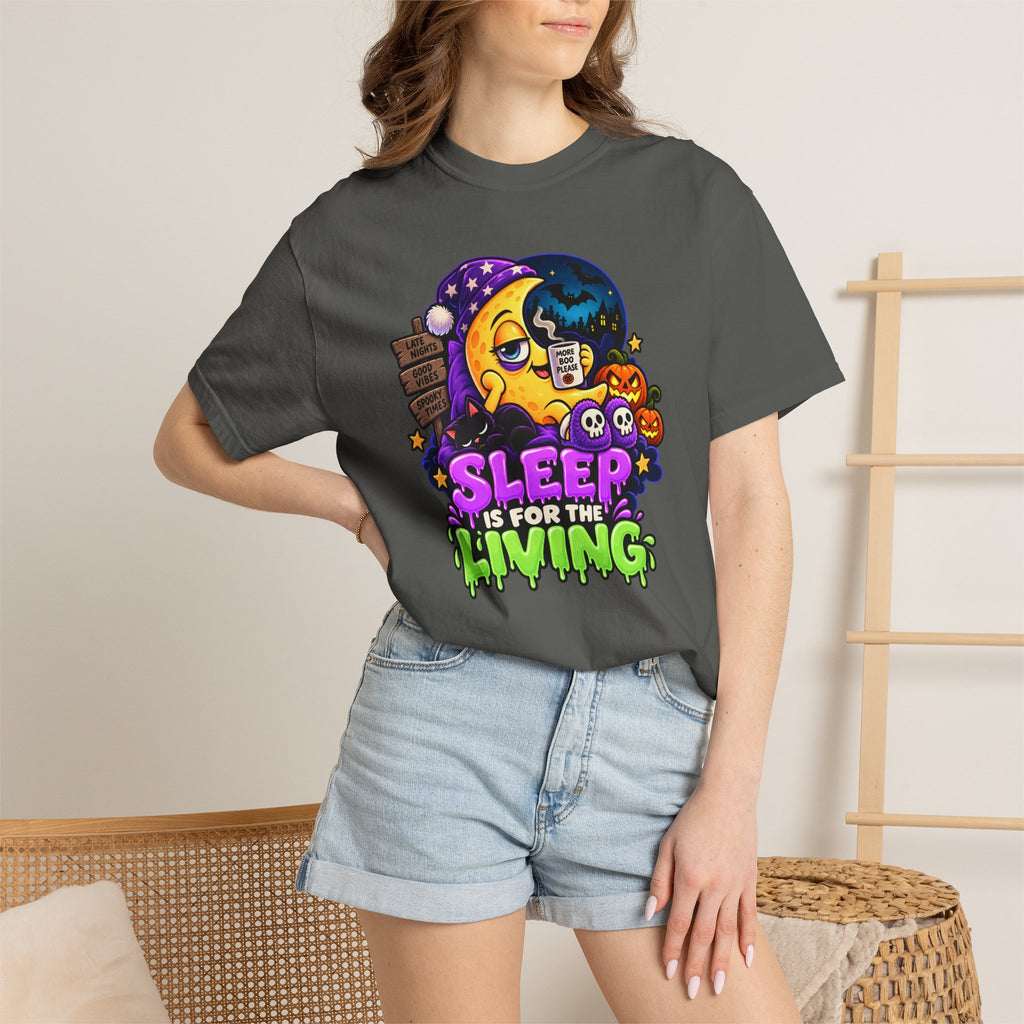 Sleep Is for the Living – Funny Halloween Moon T-Shirt