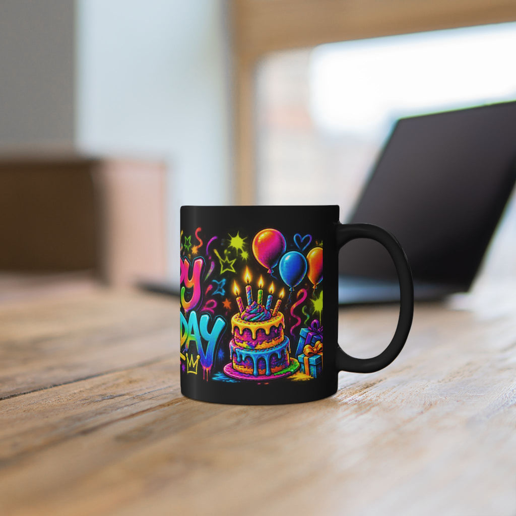 Birthday Mug — Colorful Graffiti Happy Birthday Coffee Cup (11oz)