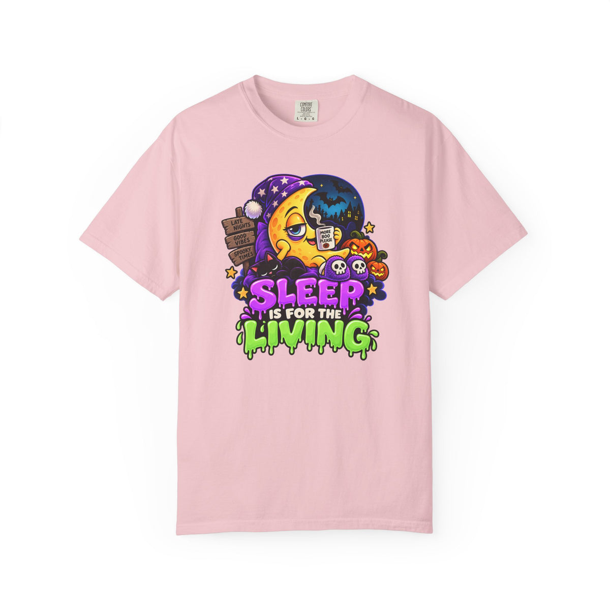 Sleep Is for the Living – Funny Halloween Moon T-Shirt