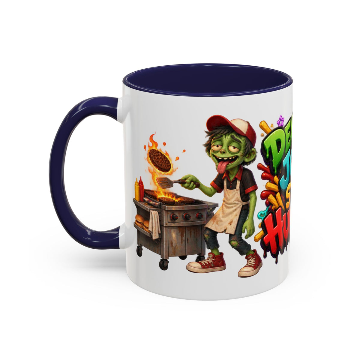 Dead End Job Still Hungry Funny Zombie Halloween White Mug